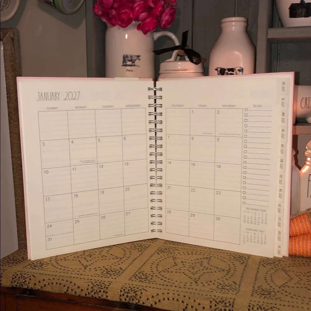 Rae Dunn MAKE IT HAPPEN Spiral 17 Month Planner August 2026-December 2027 (Pink)